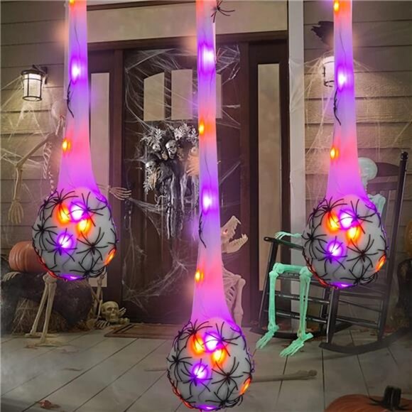 3.2FT Halloween Decoration Hanging Light Up Spider Egg Sacs 3 Packs, Gift - Picture 5 of 8